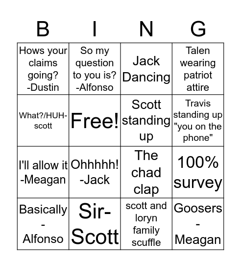 Thats what they said Bingo Card