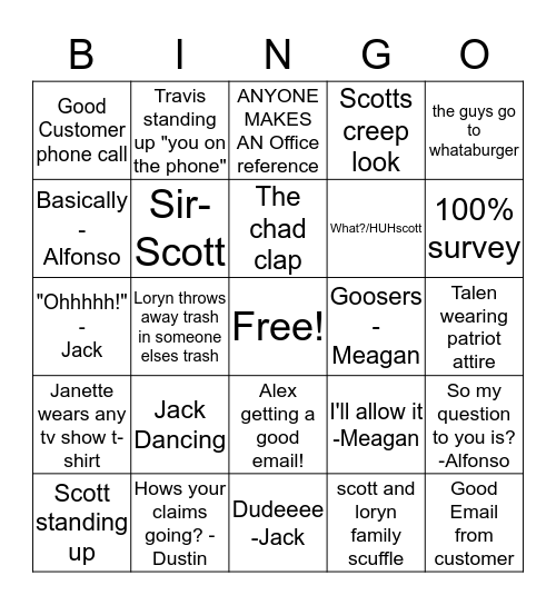 Thats what they said Bingo Card