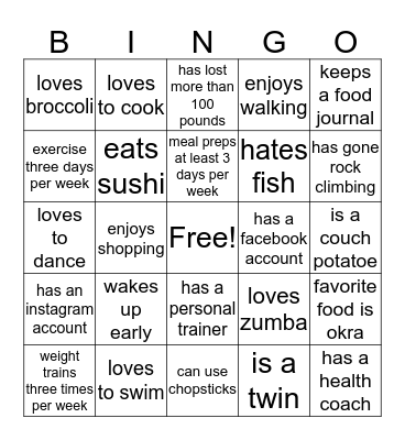 find someone who Bingo Card
