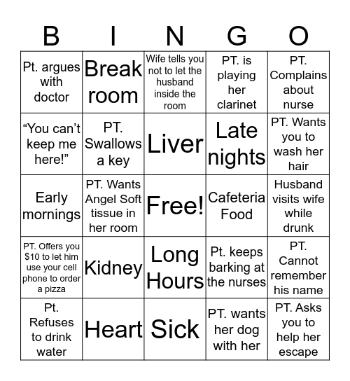 NURSING BINGO Card