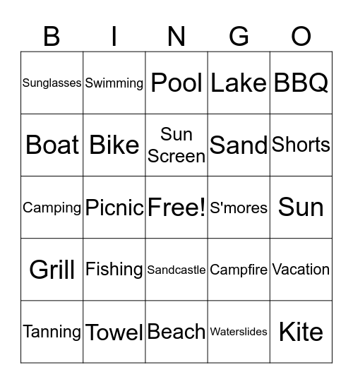 Summertime! Bingo Card