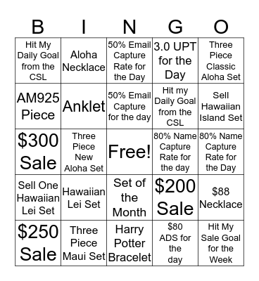 Whalers Bngo Bingo Card