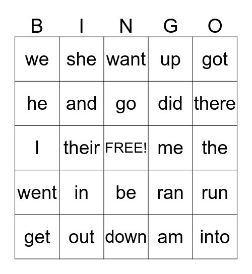 Site Words 3 Bingo Card