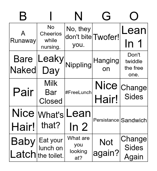 #freethebreast Bingo Card