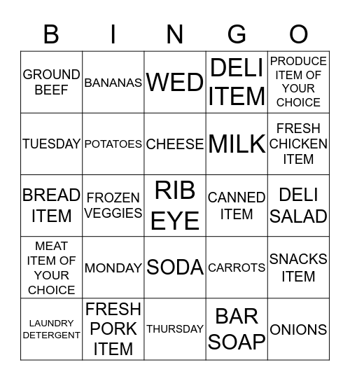 COLOMA MARKET Bingo Card