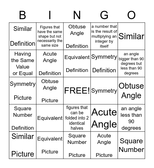 Math Facts Bingo Card