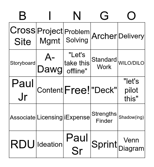 L&D Bingo Card