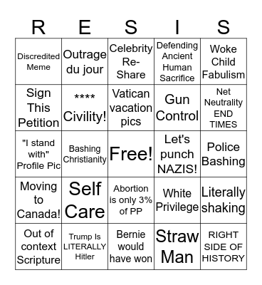 Liberal Friends on FB BINGO! Bingo Card