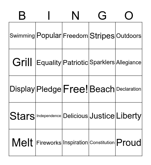 America Bingo Card