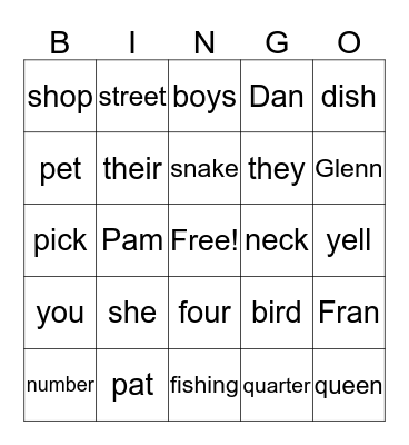 Daisha's   Bingo Card