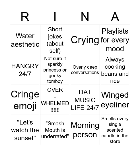 Marina Bingo Card