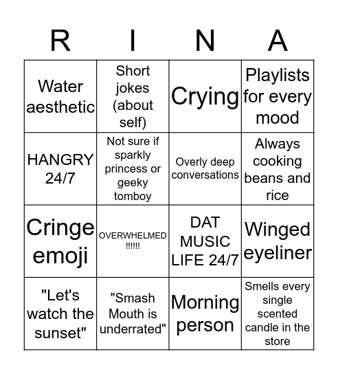Marina Bingo Card