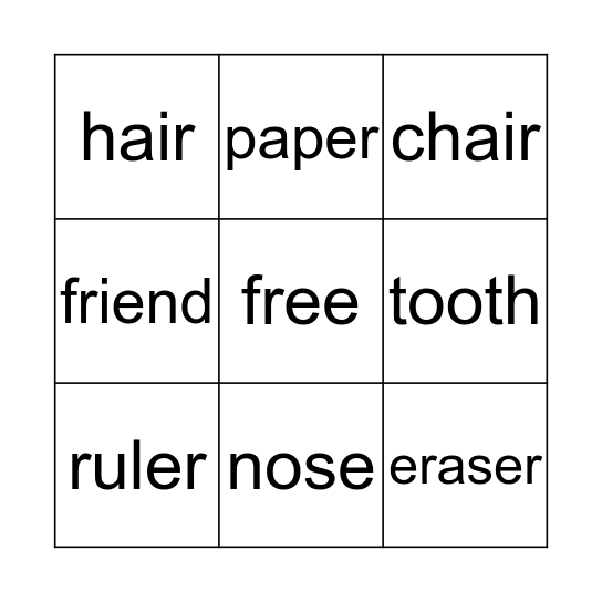 Photo bingo Card