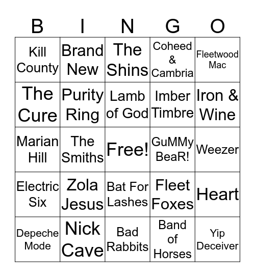 Hey! Check me out on this band wagon! Bingo Card