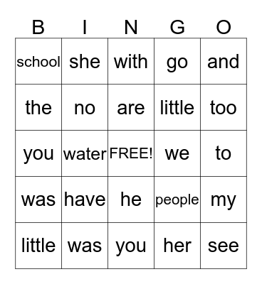 Phonics for Reading Lesson #1-4 Sight words Bingo Card