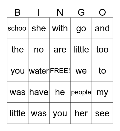 Phonics for Reading Lesson #1-4 Sight words Bingo Card
