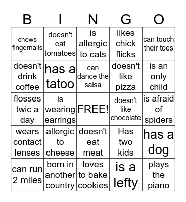 Who are you? Bingo Card