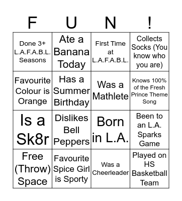 Los Angeles Feminist Amateur Bingo Lovers Bingo Card