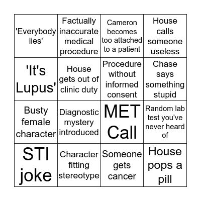 House, MD Bingo Card