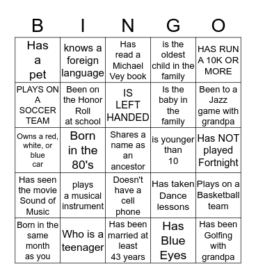 FIND SOMEONE WHO... Bingo Card