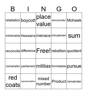 A Nation Created and Work Wise Review Bingo Card