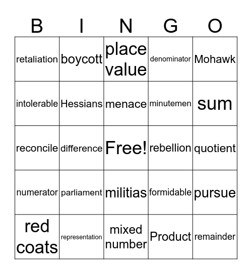 A Nation Created and Work Wise Review Bingo Card
