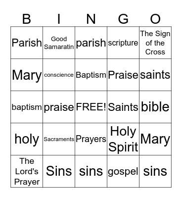 Bible Bingo Card