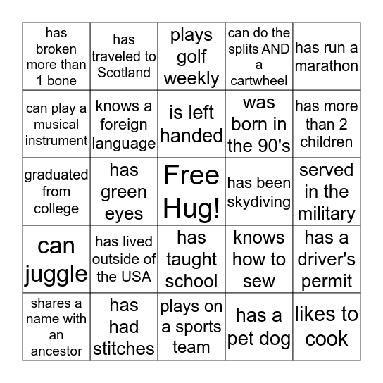 MacKinnon Bingo Card