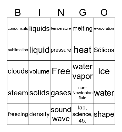 Matter Bingo Card