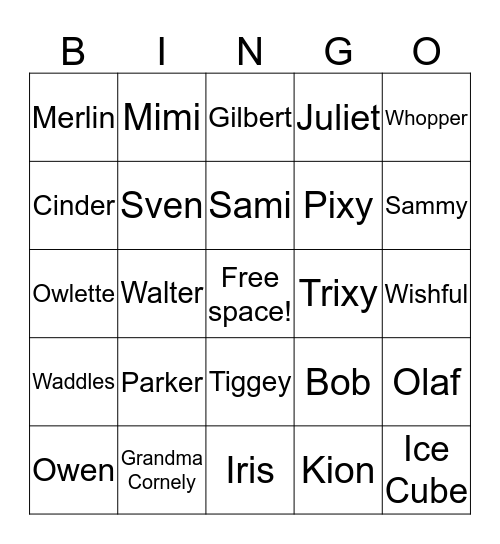 Benie Boo BINGO Card