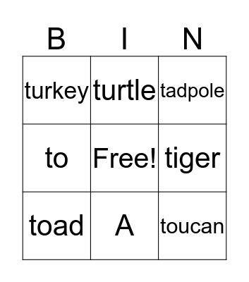 Let's Go! Bingo Card