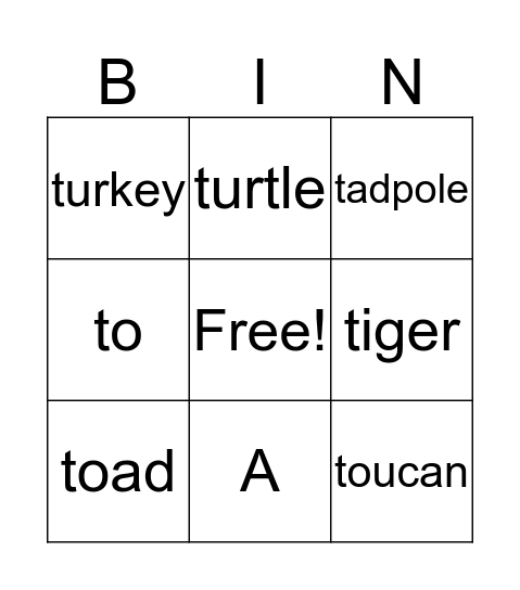 Let's Go! Bingo Card