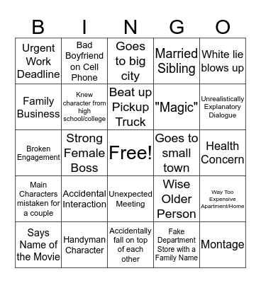 Hallmark Christmas Movie Bingo Card