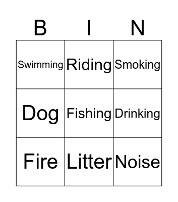 Summer Prohibition Bingo Card