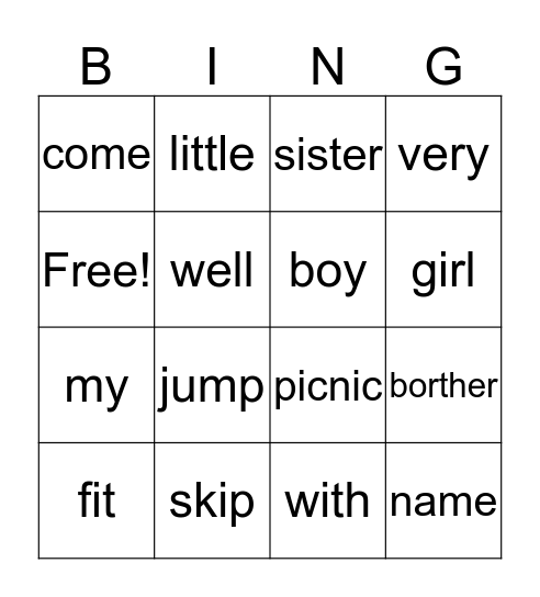 The girl and the boy Bingo Card