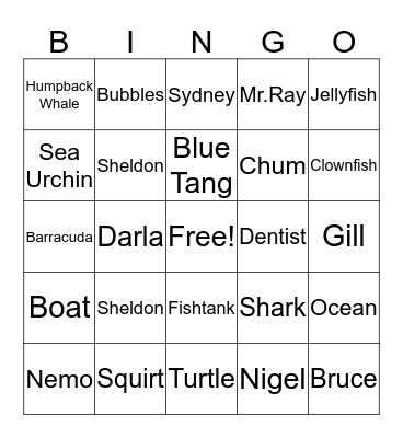 Nemo Bingo! Bingo Card