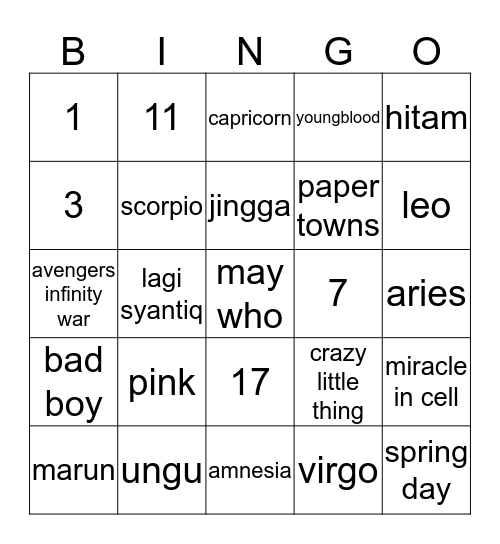Untitled Bingo Card