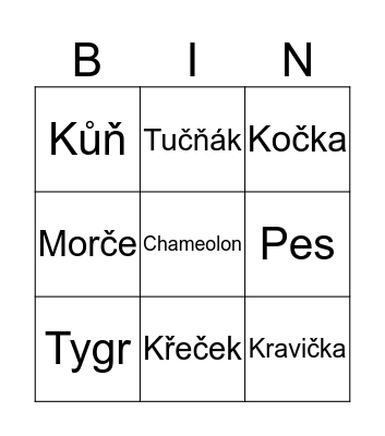 Animals CZ Bingo Card