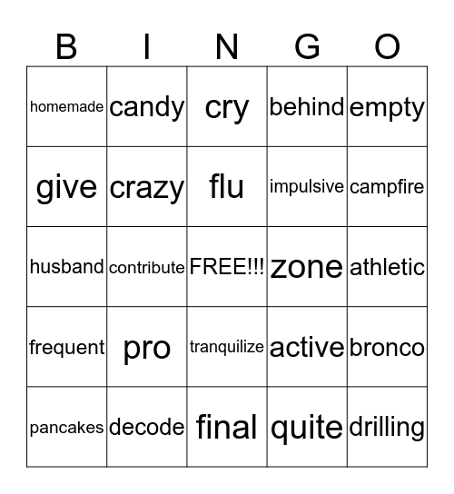 Wilson Book 5 Bingo Card
