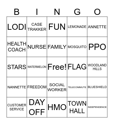 Blue Shield 4th of July BINGO Card