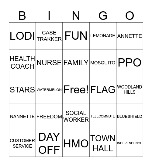 Blue Shield 4th of July BINGO Card