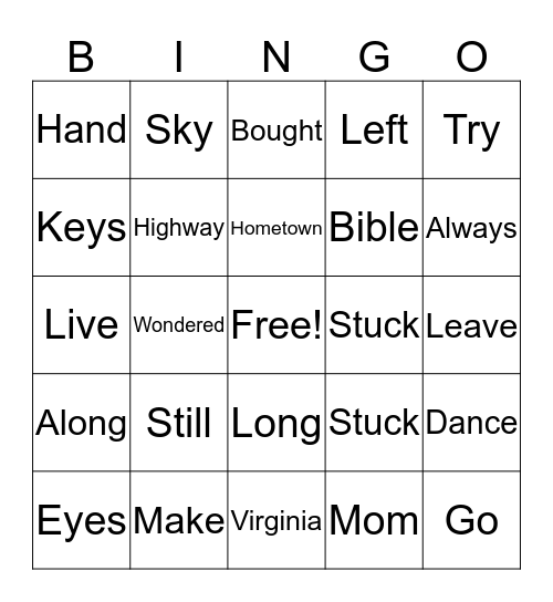 Get Along Bingo Card