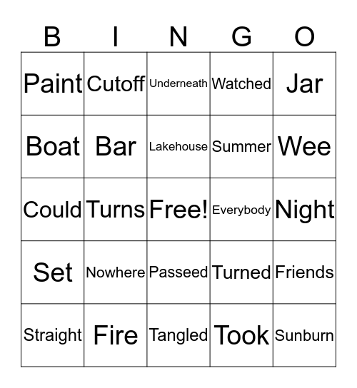 Sunrise, Sunburn, Sunset Bingo Card