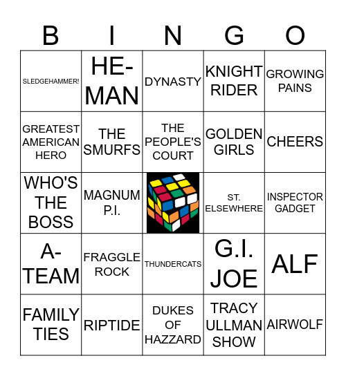 SRP FINALE - 1980's TV THEMES Bingo Card
