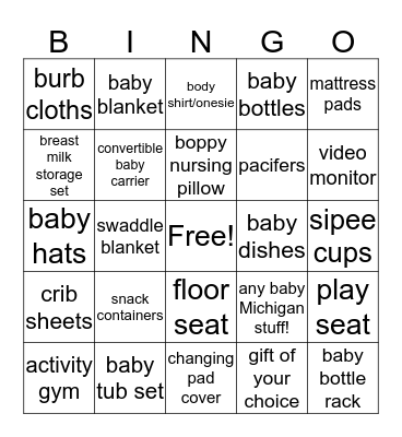 BABY SHOWER FOR CONNOR! Bingo Card