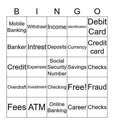 Umpqua Bank Bingo Card