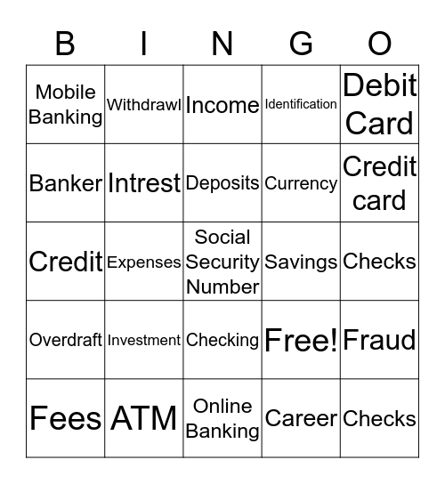 Umpqua Bank Bingo Card