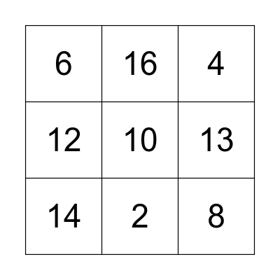 Number Bingo  Bingo Card