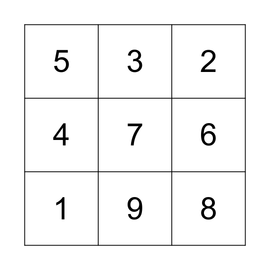 Number Bingo  Bingo Card