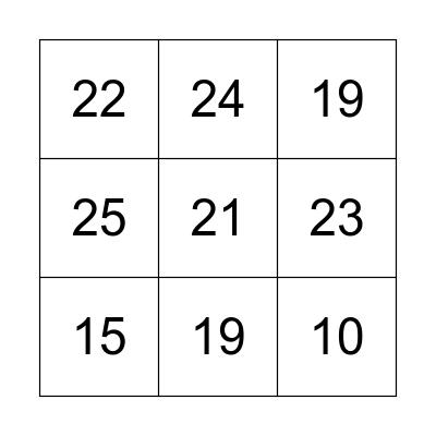 Number Bingo  Bingo Card